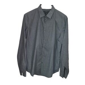 John Varvatos‎ Shirt Mens Large Gray Check Luxe Long Sleeve NWOT